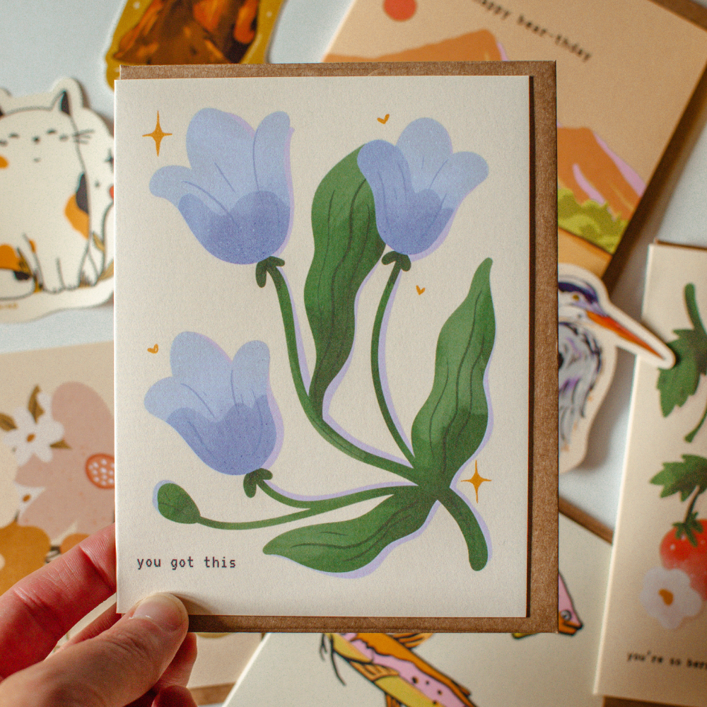 Blue Floral Encouragement Card
