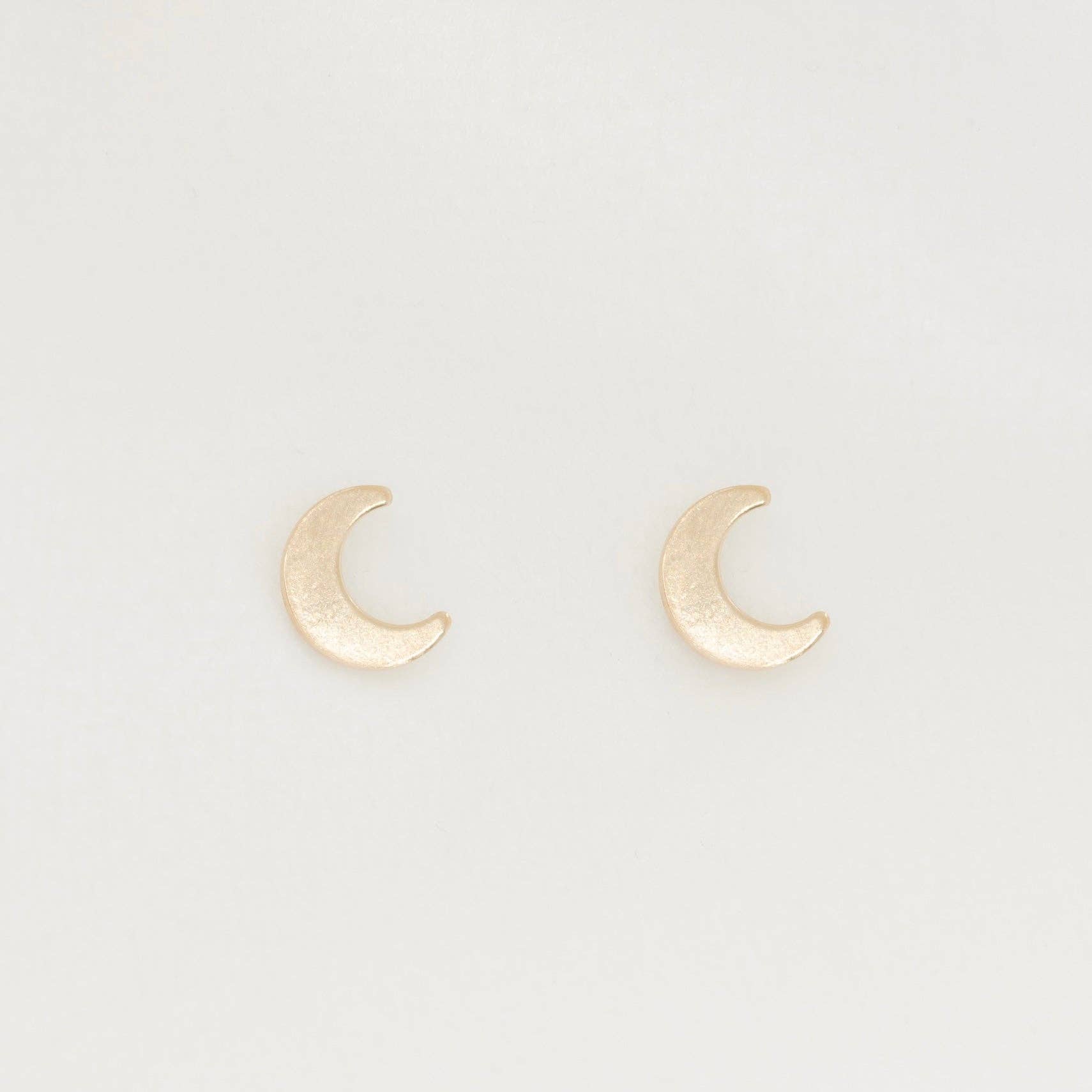Petite Gold: Moon Studs: Gold Filled