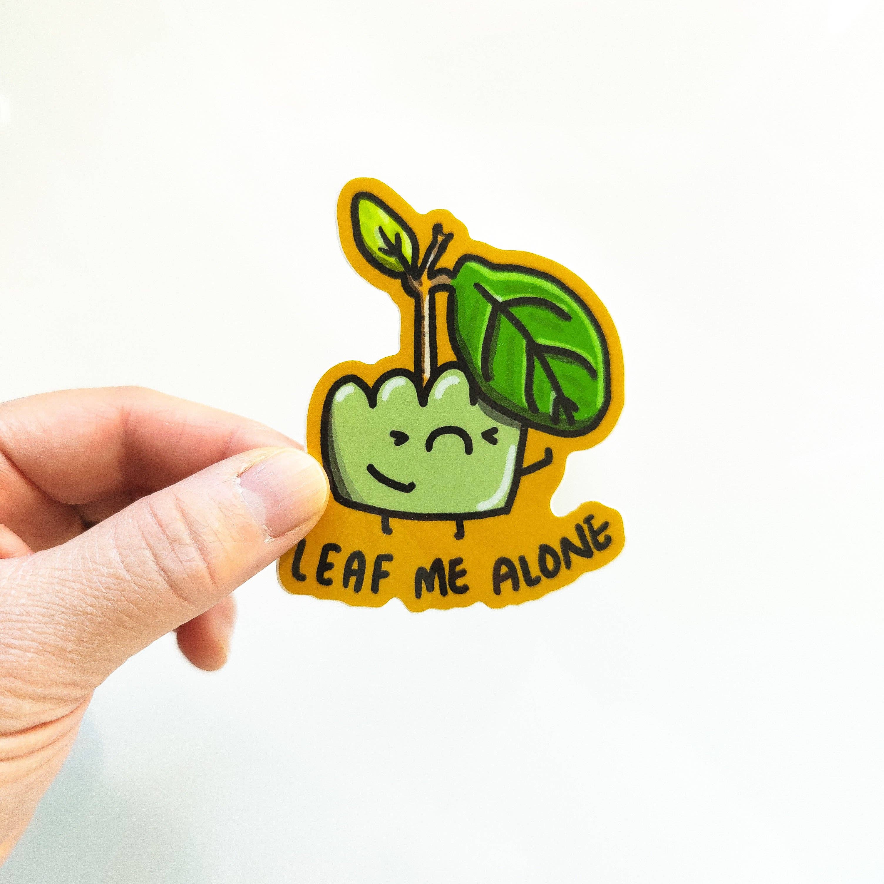 Home By Faith: Vinyl Sticker - Leaf Me Alone Houseplant