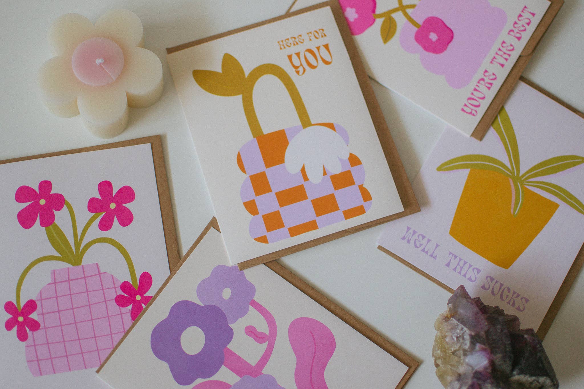 Retro Flower Vase Greeting Card