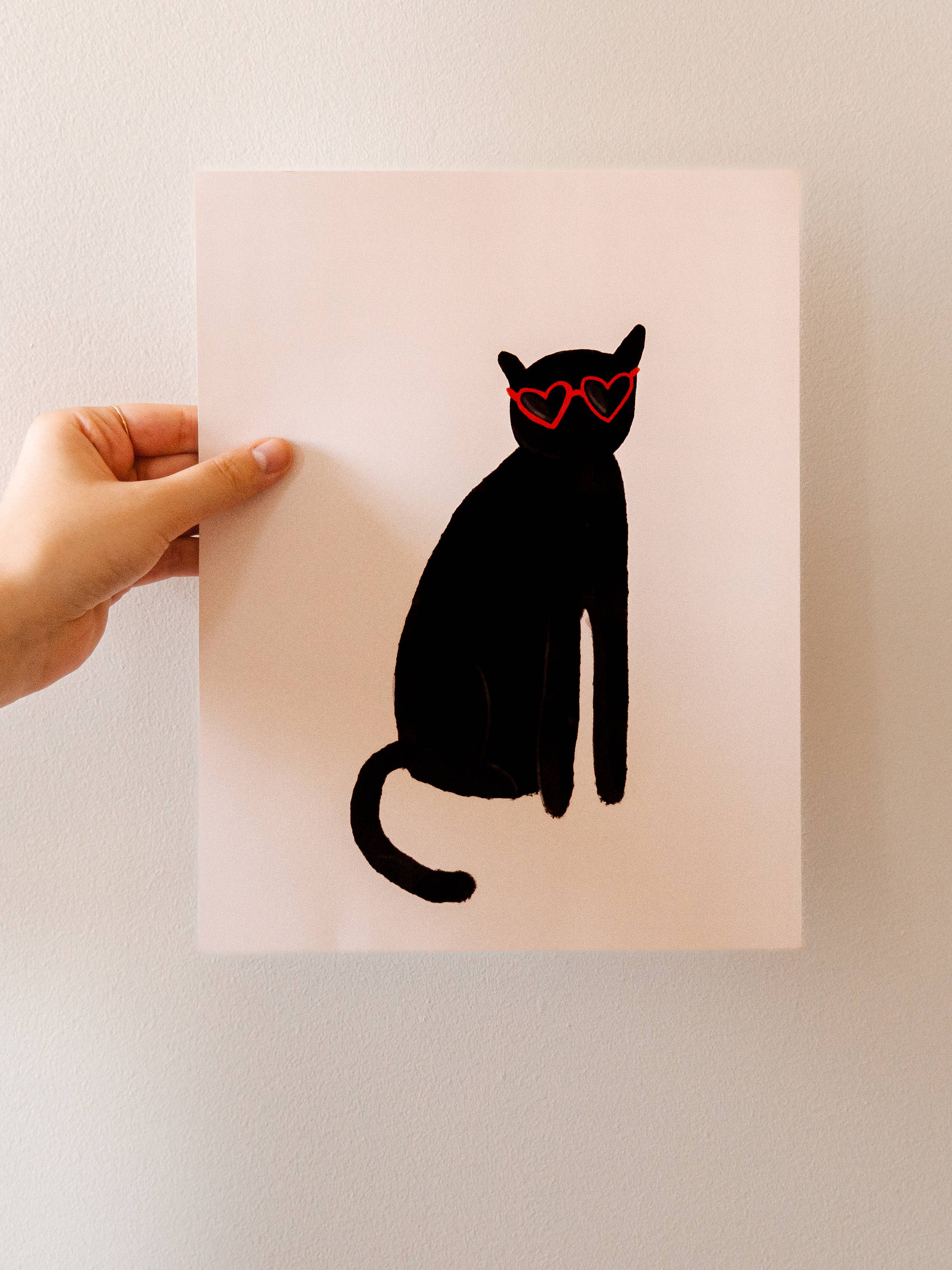 Mimi & August: Art Print - Heart Black Cat