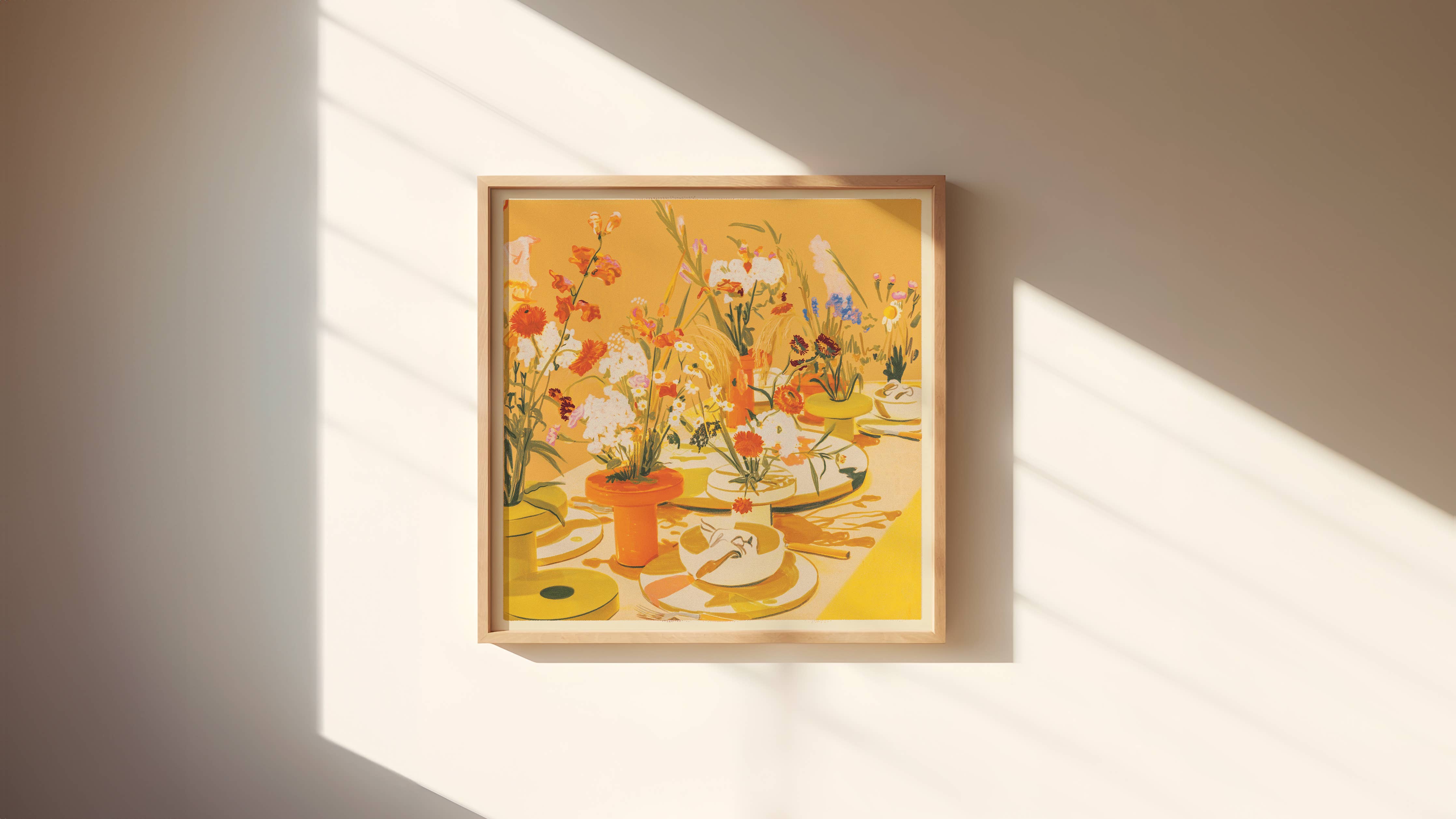 Abstract Floral Tablescape Art Print