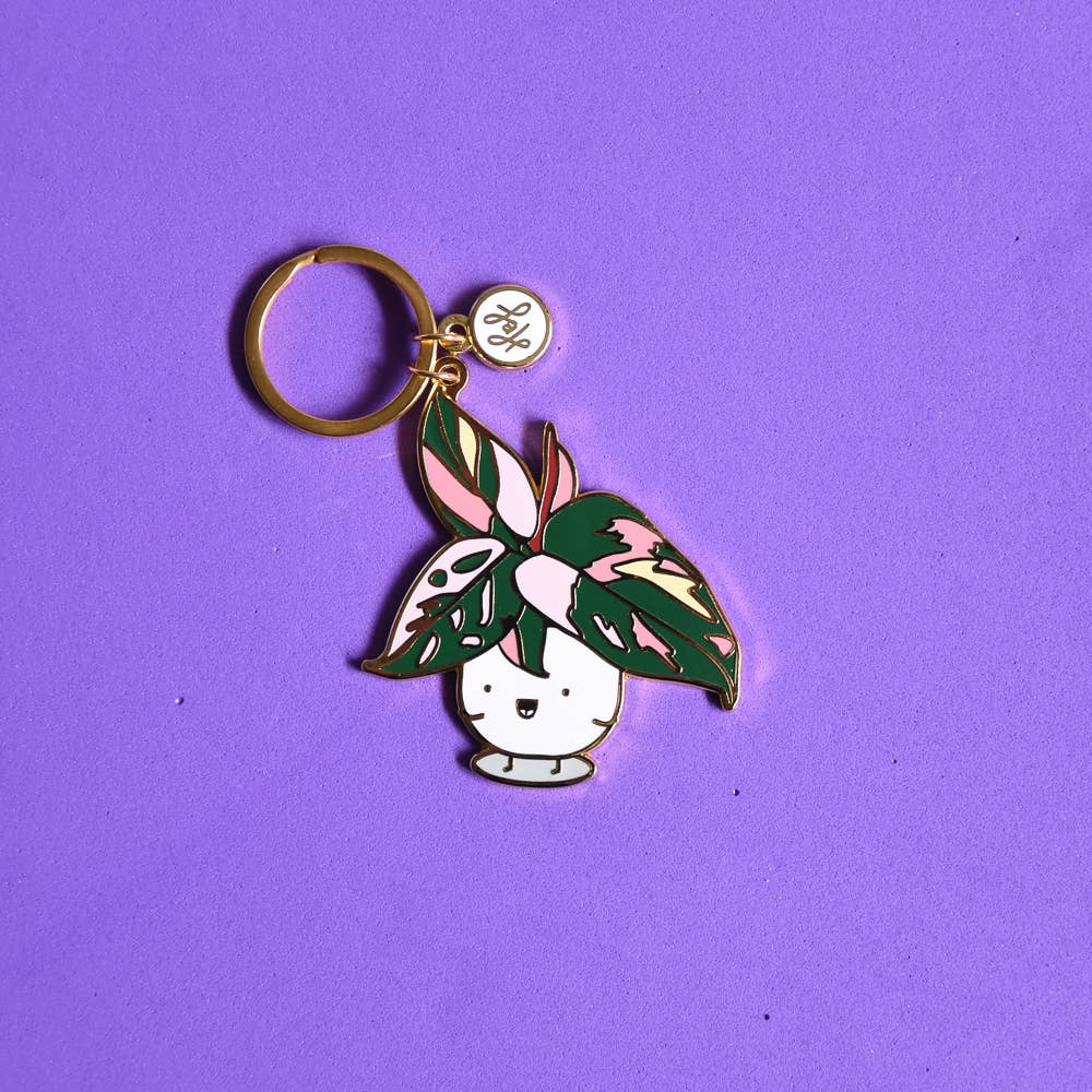 Home By Faith: Keychain - Pink Princess Philodendron