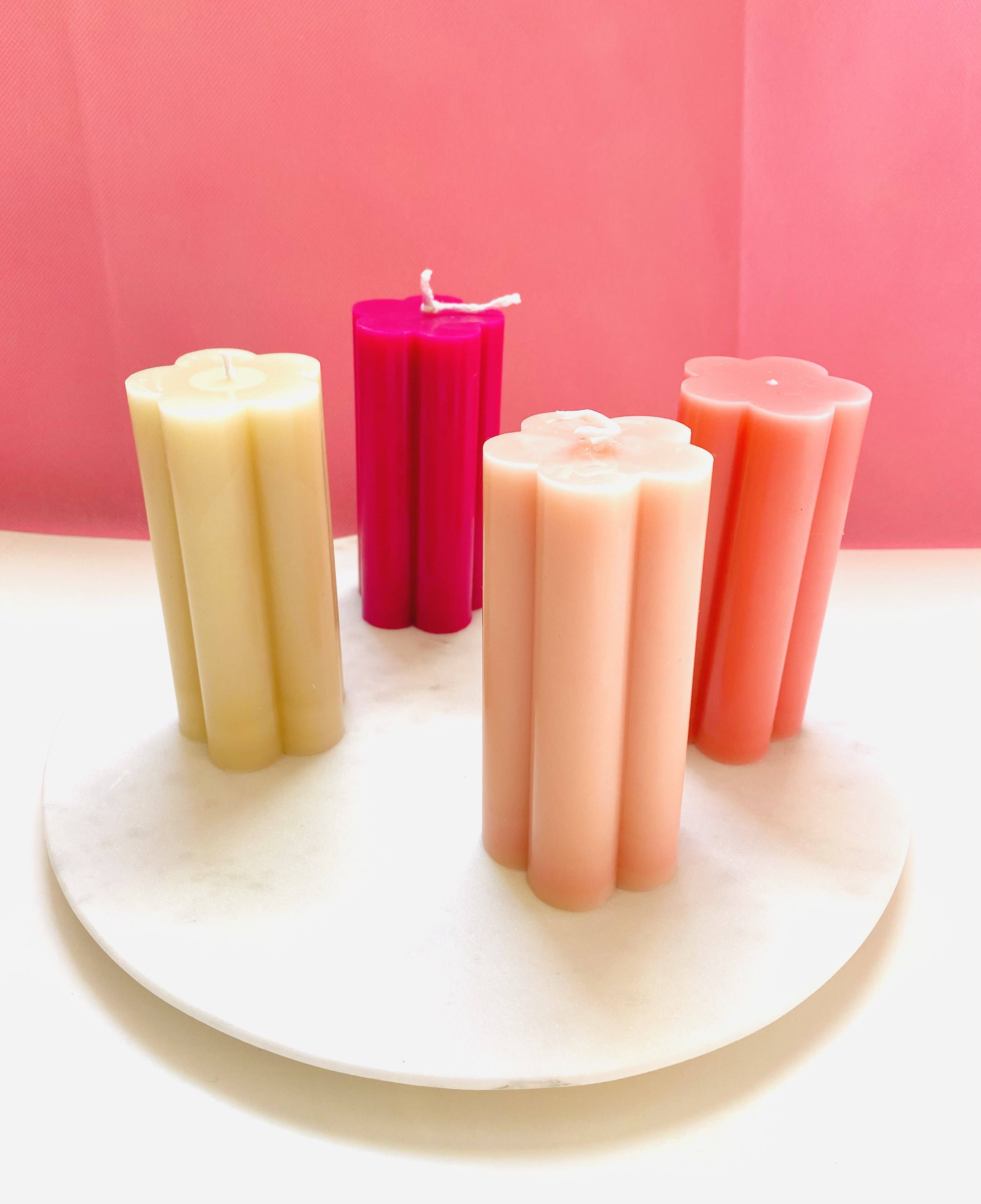 Maple + Love: Flower Pillar Beeswax Candle - Blush