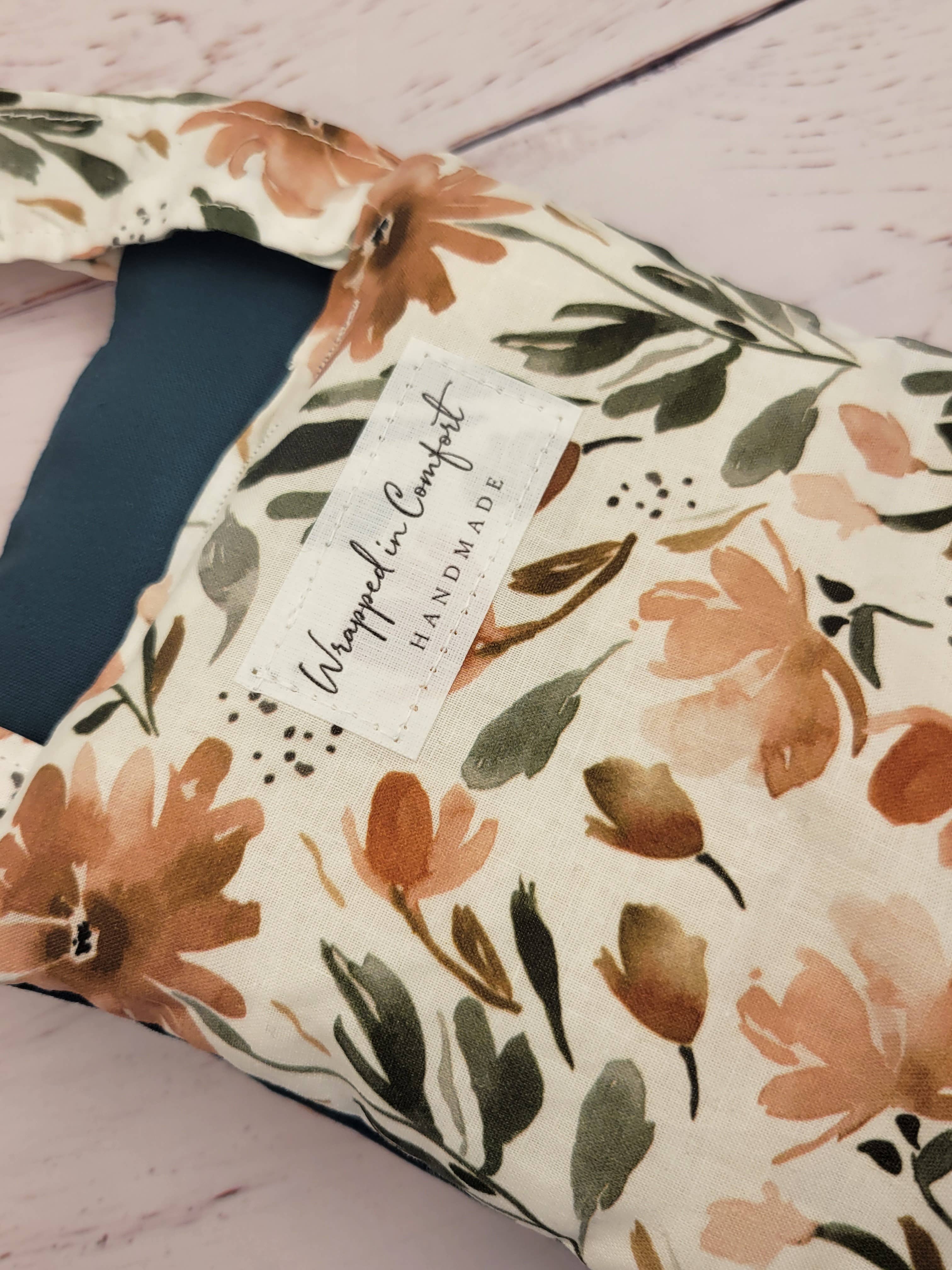 Wrapped in Comfort: Organic Cotton Heating Pad - Neck Wrap - Light Florals: Rice