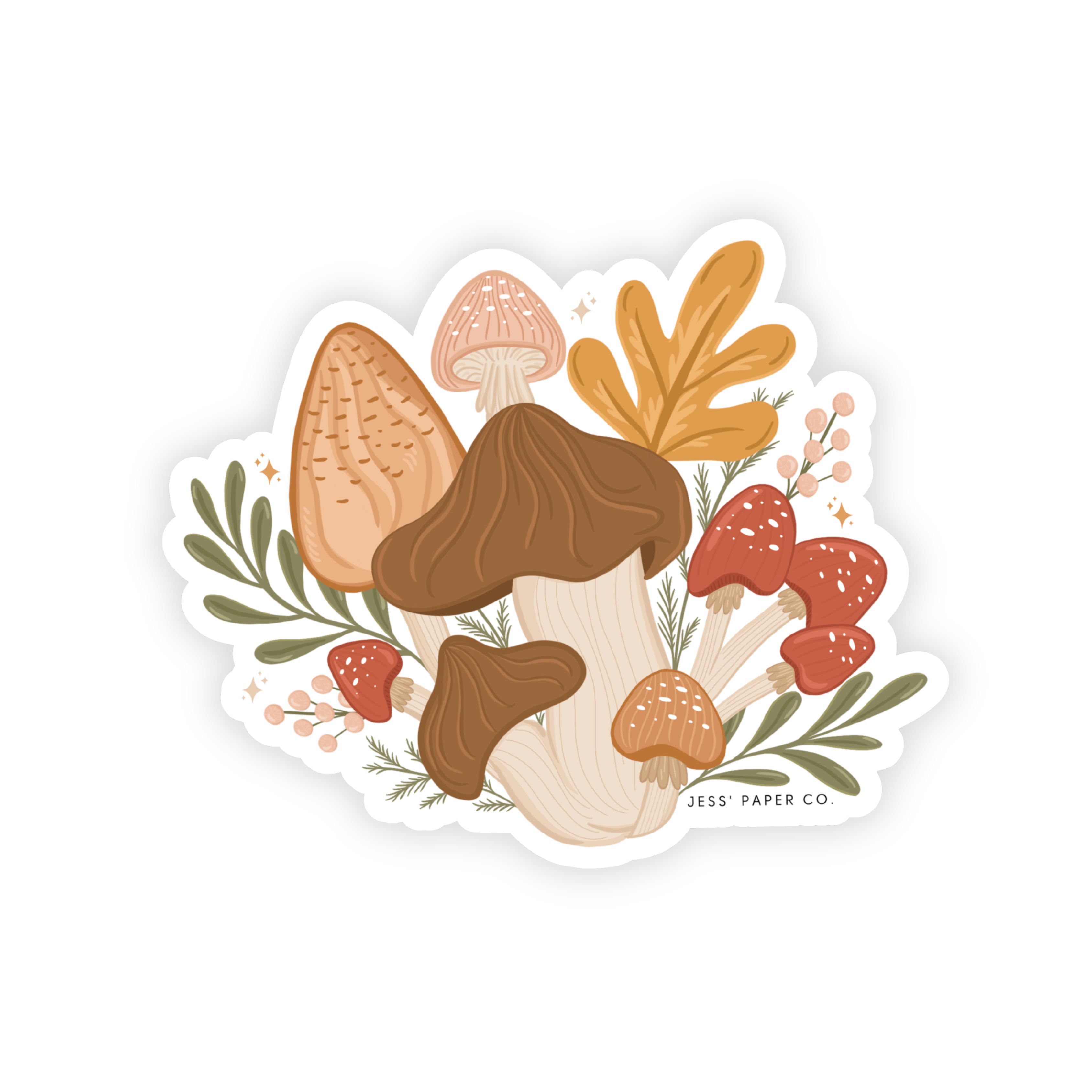 Jess's Paper Co:  Sticker - Wild Mushroom Sticker