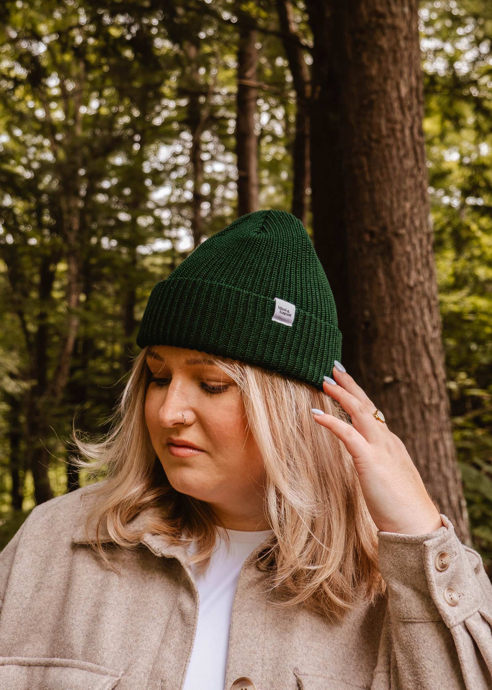 Mimi & August: Forest Green Super Puff Beanie