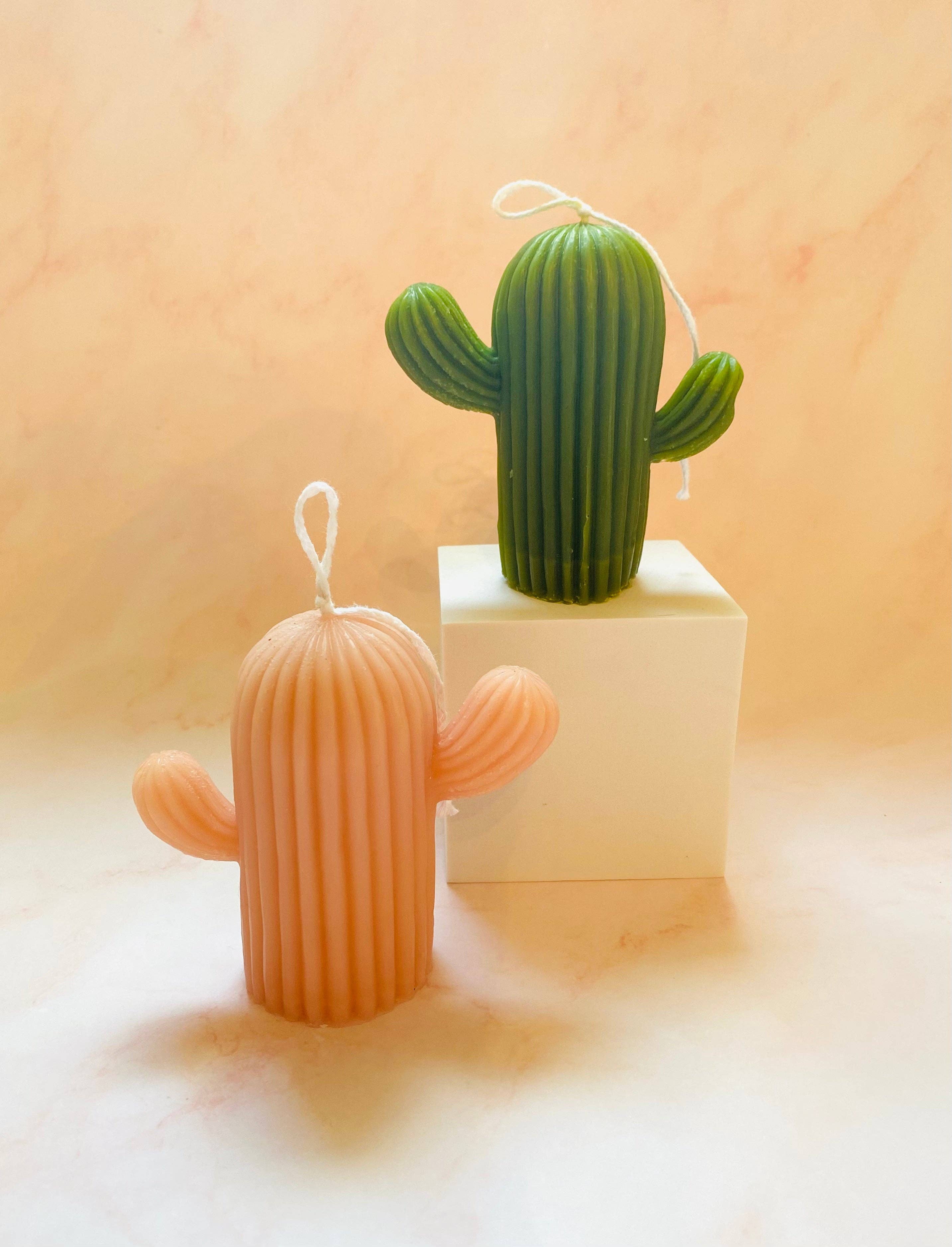 Maple + Love: Tall Cactus Beeswax Candle - Green