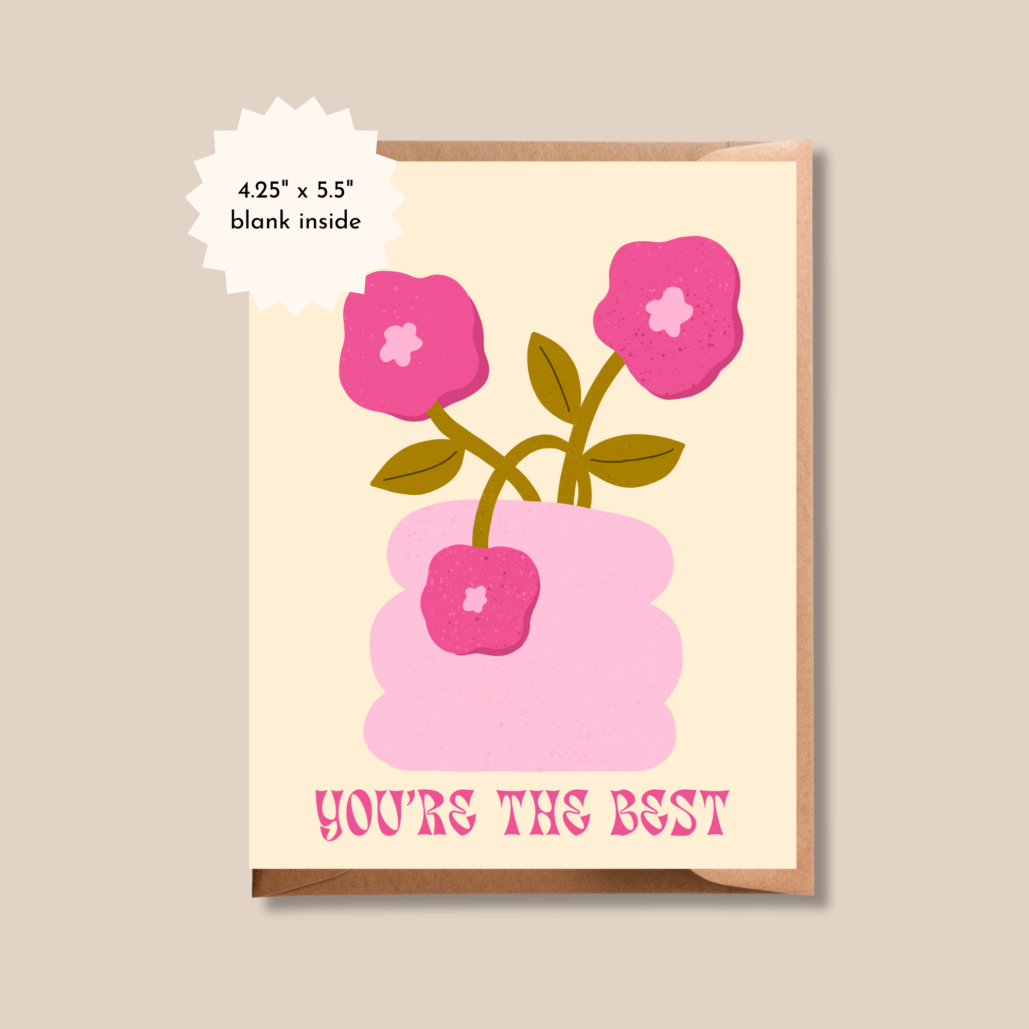 Retro Flower Vase Greeting Card