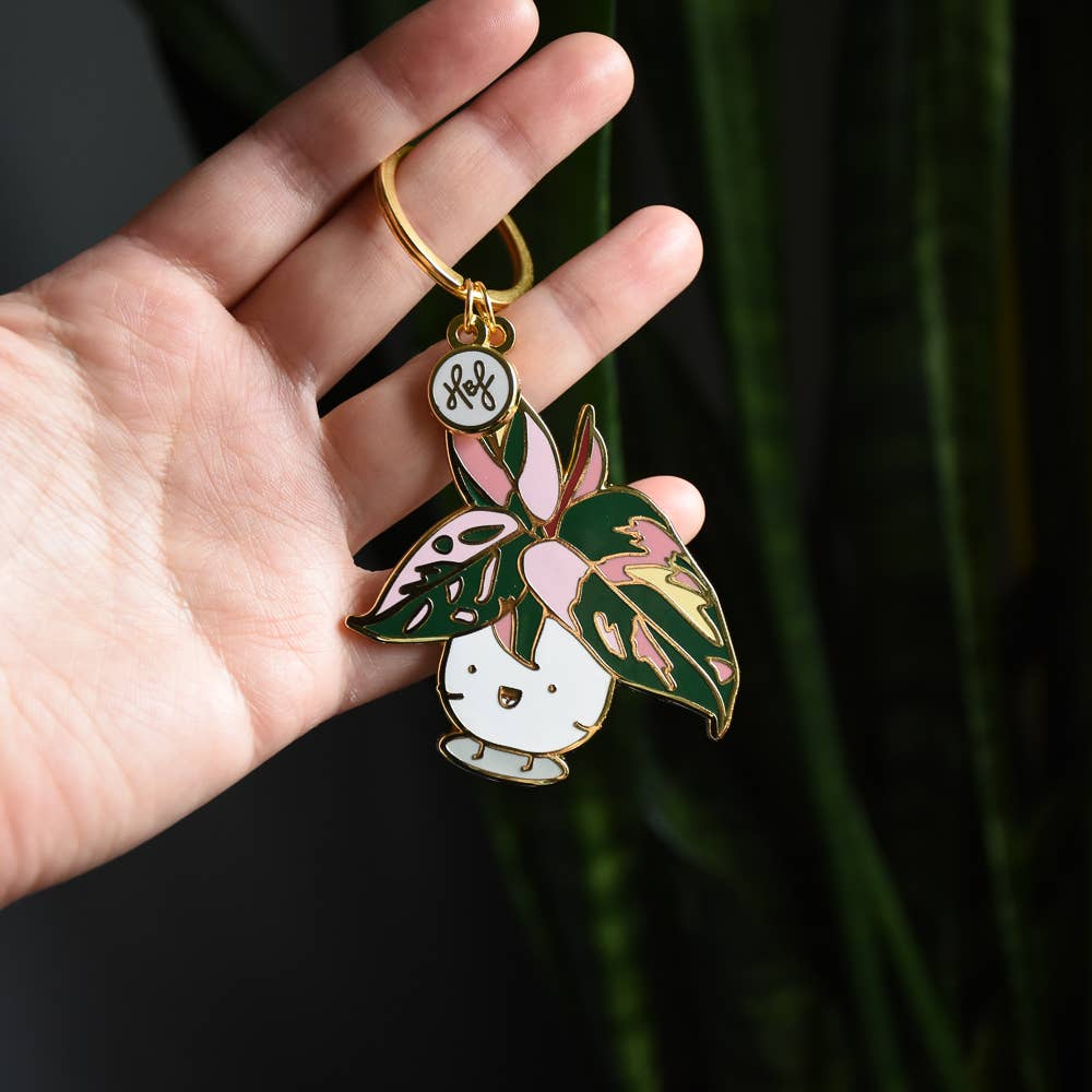 Home By Faith: Keychain - Pink Princess Philodendron