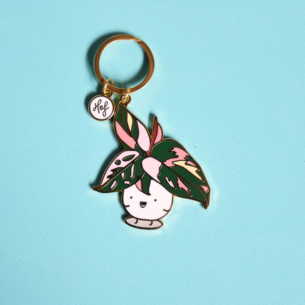 Home By Faith: Keychain - Pink Princess Philodendron