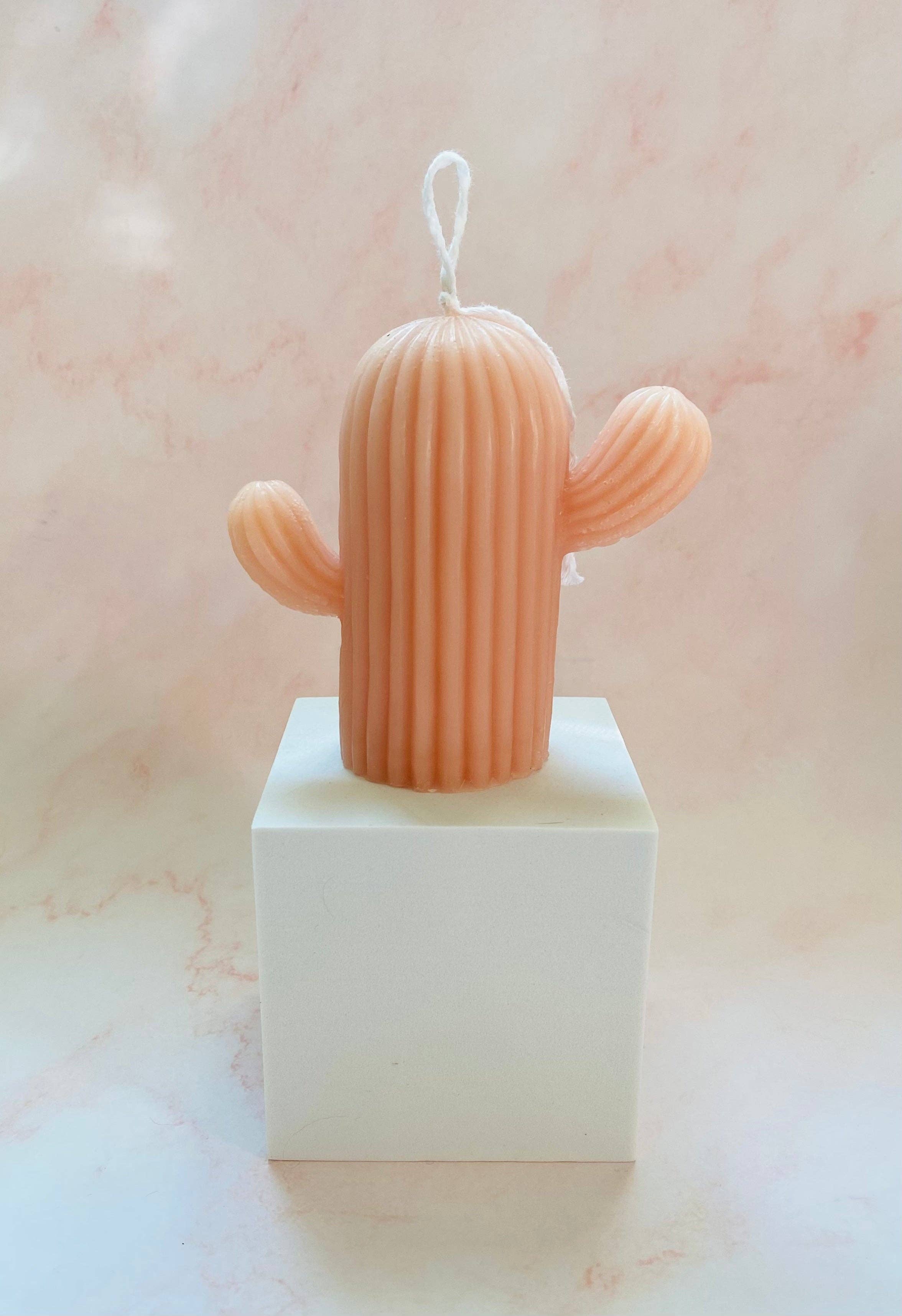 Maple + Love: Tall Cactus Beeswax Candle - Green