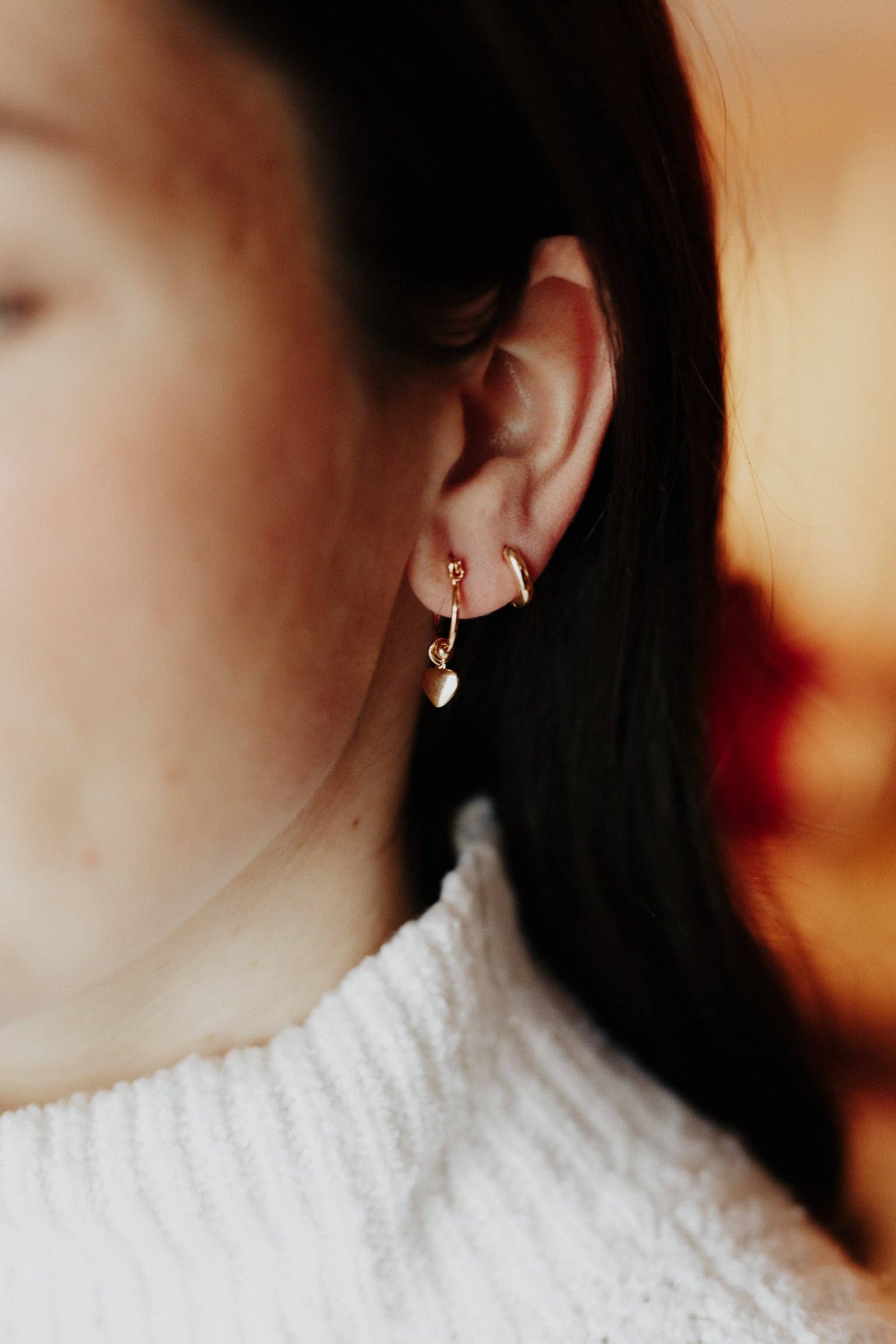 Heart Charm Hoops