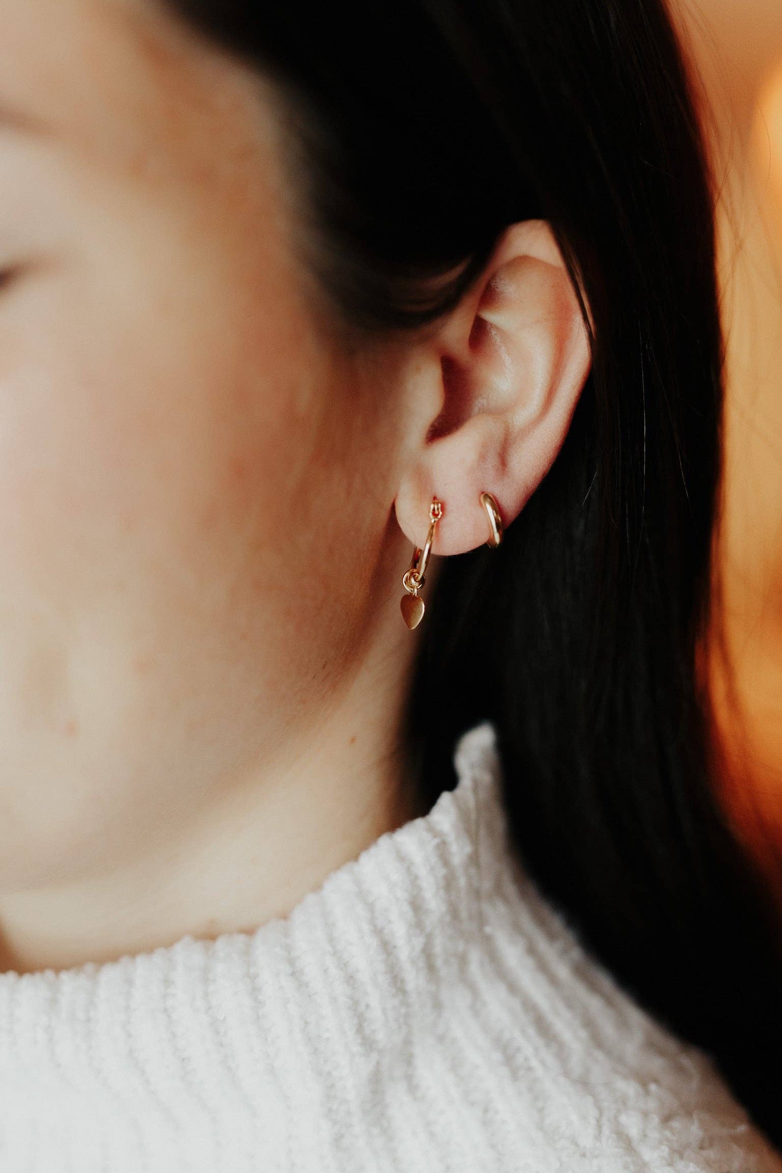 Heart Charm Hoops