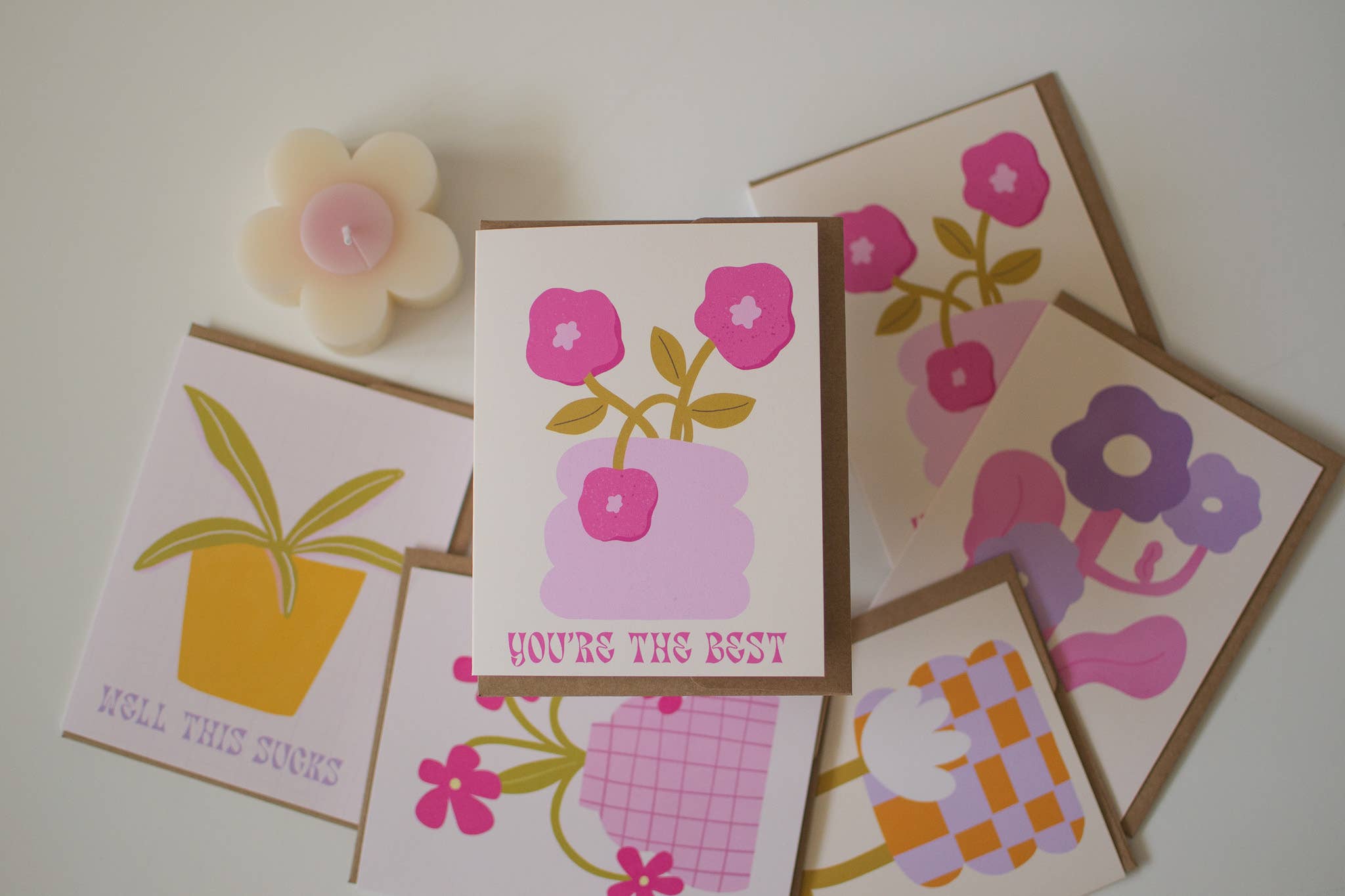 Retro Flower Vase Greeting Card