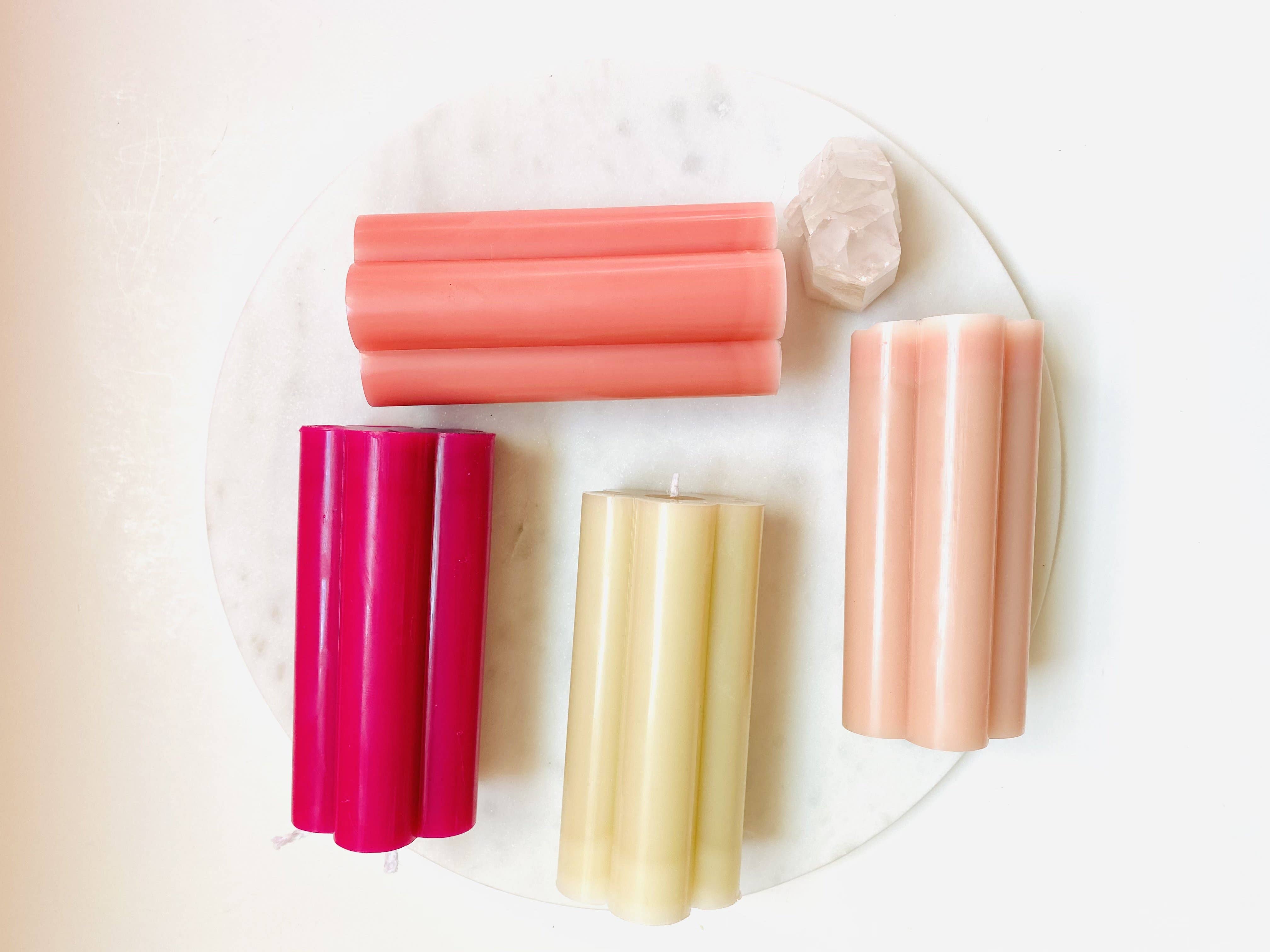 Maple + Love: Flower Pillar Beeswax Candle - Blush