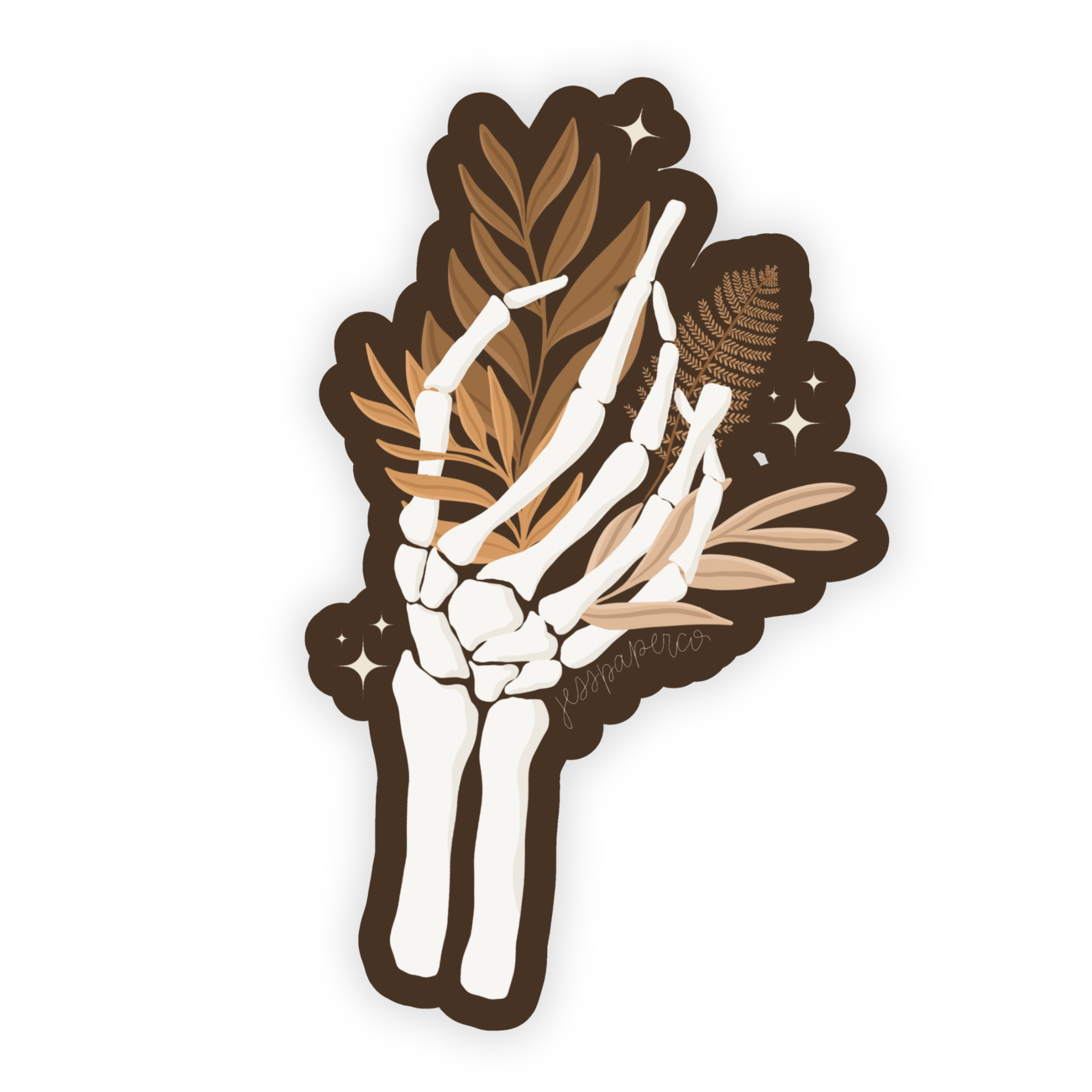 Jess's Paper Co:  Sticker - Floral Skeleton Hand Sticker