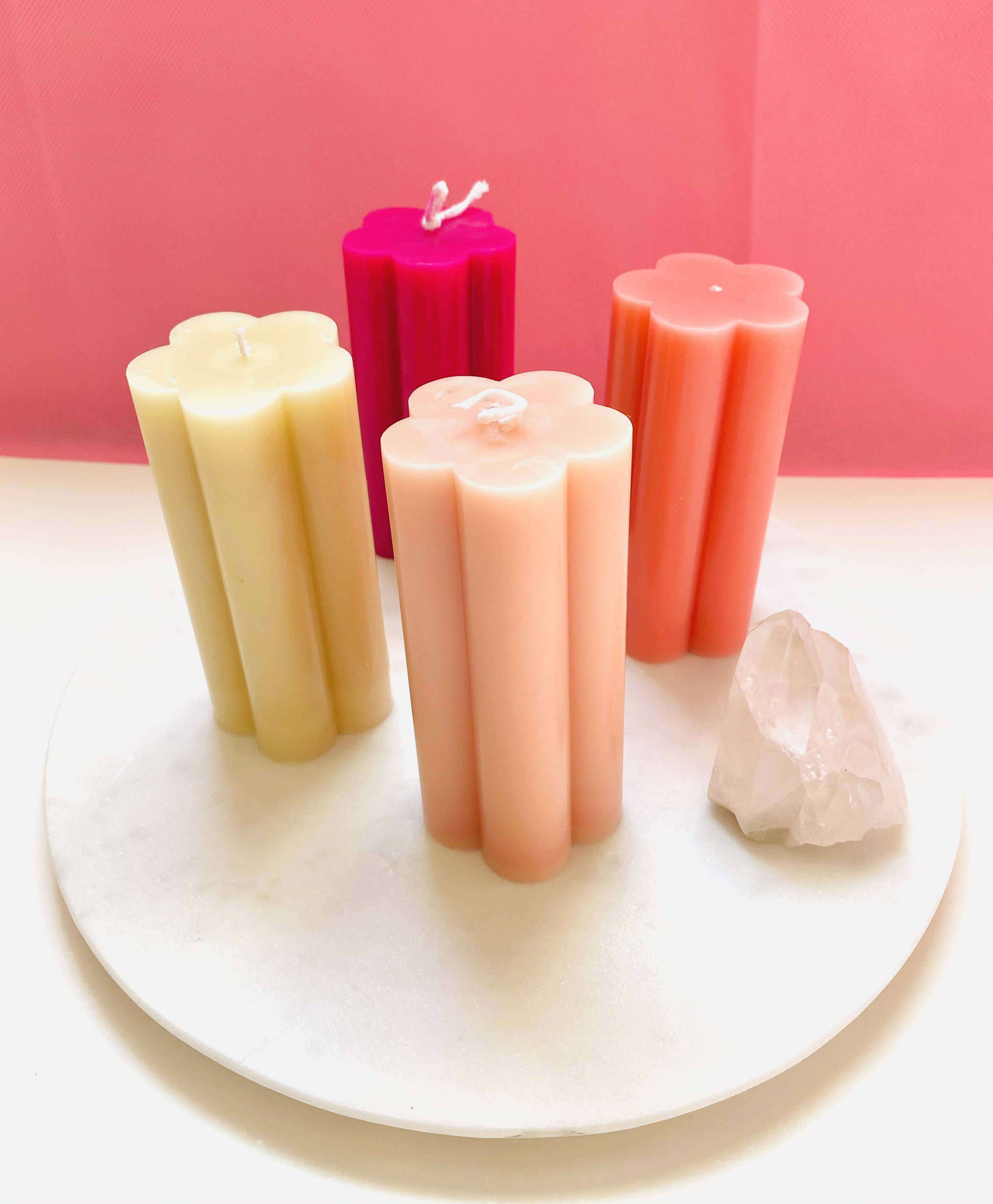 Maple + Love: Flower Pillar Beeswax Candle - Blush