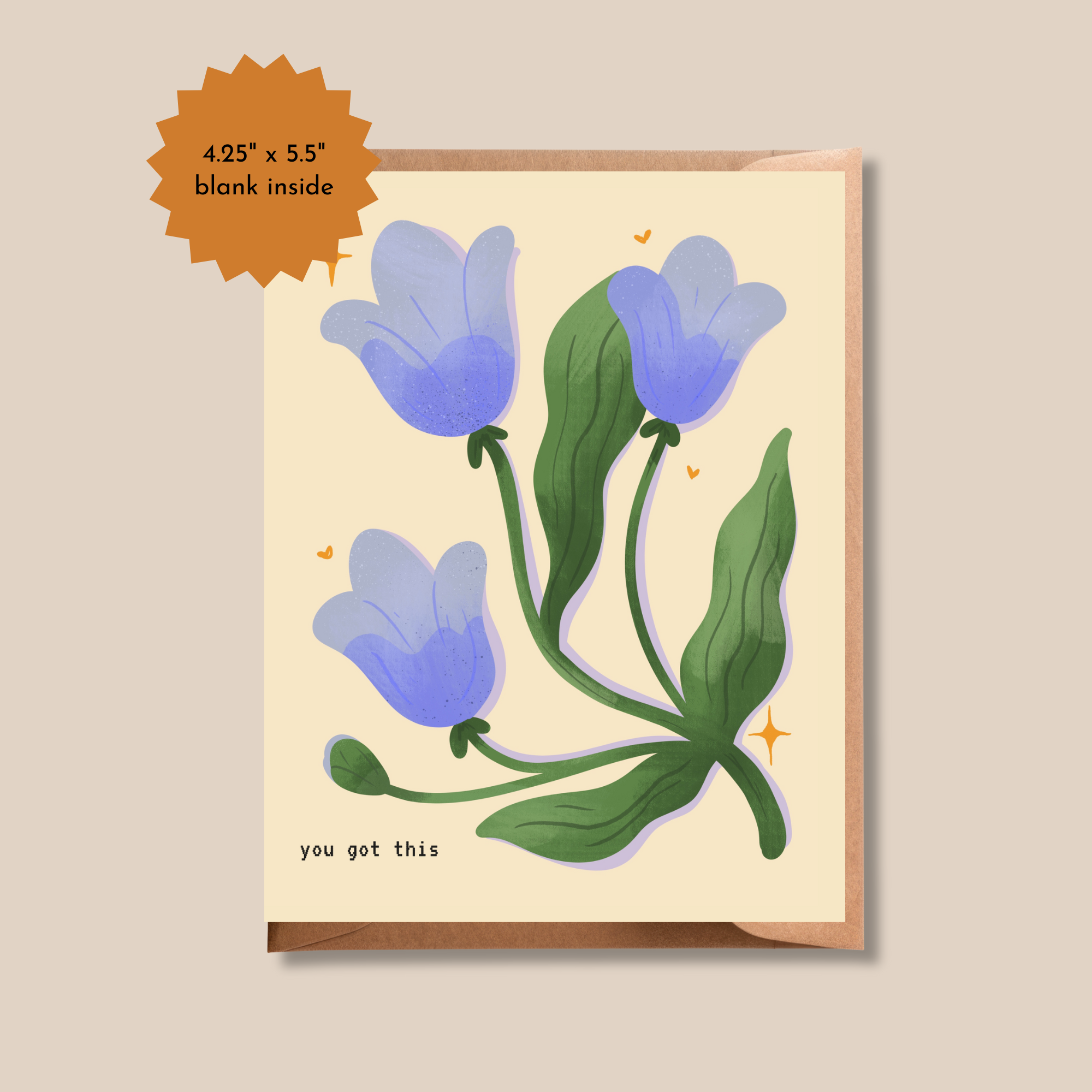 Blue Floral Encouragement Card