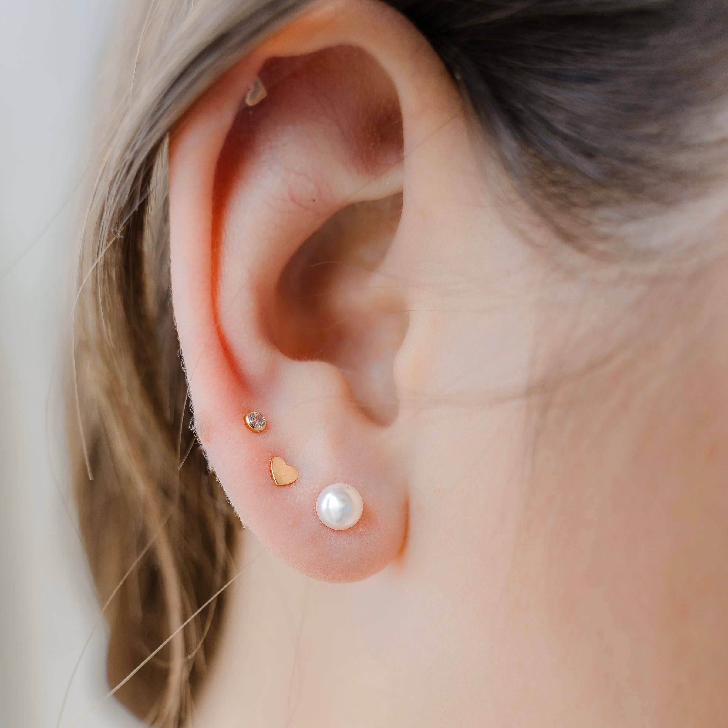 Petite Gold: Pearl Studs