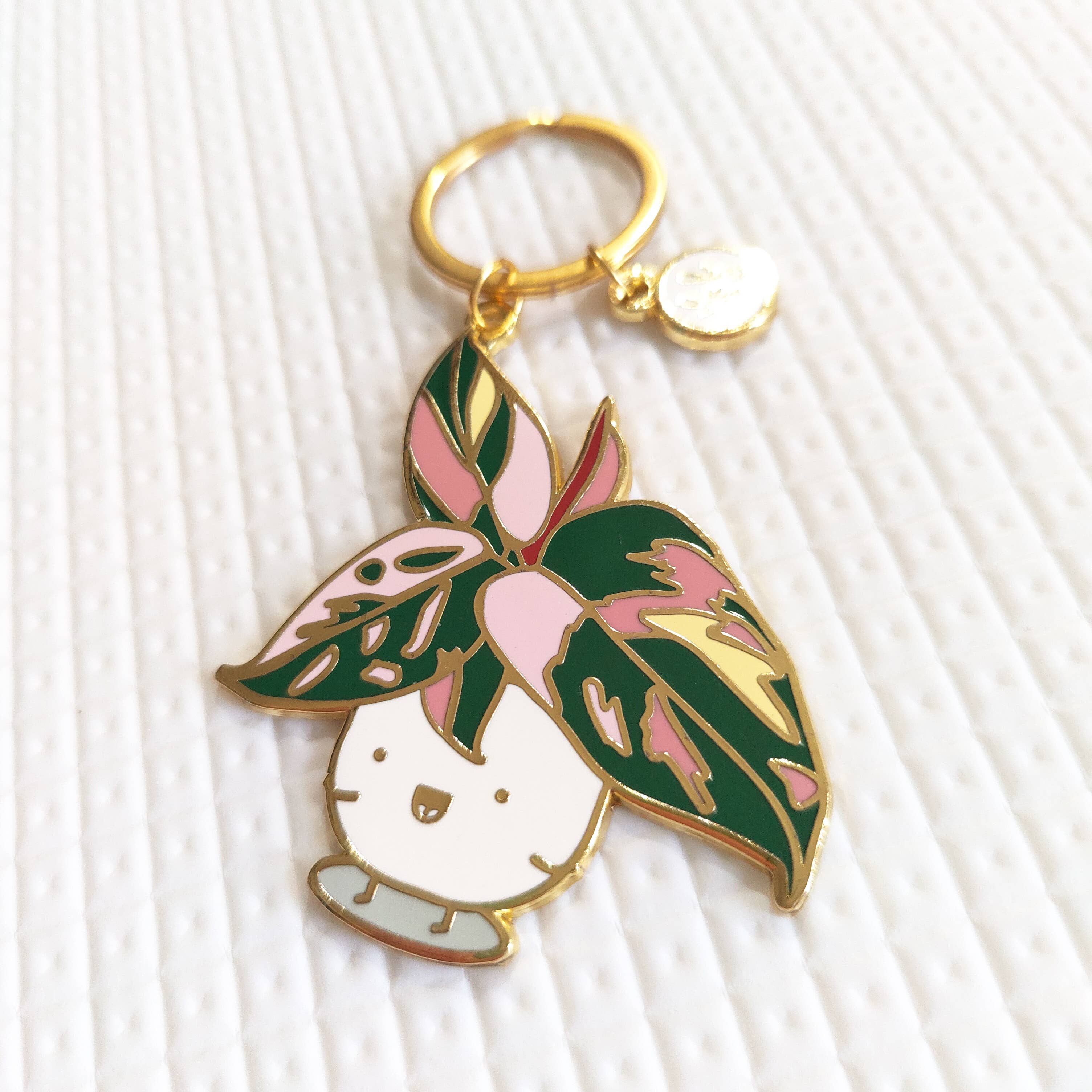 Home By Faith: Keychain - Pink Princess Philodendron