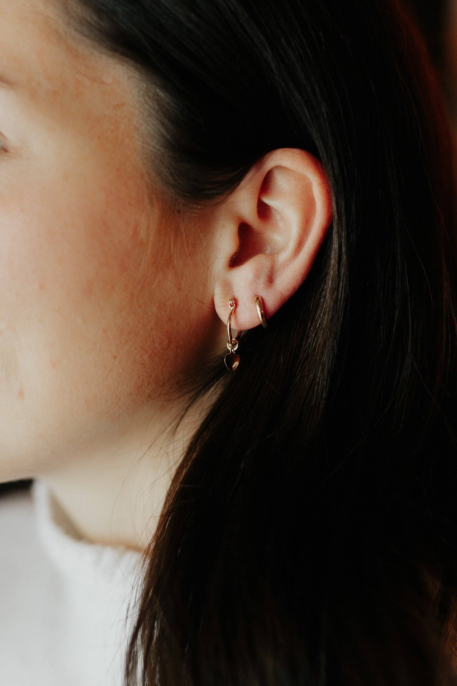 Heart Charm Hoops