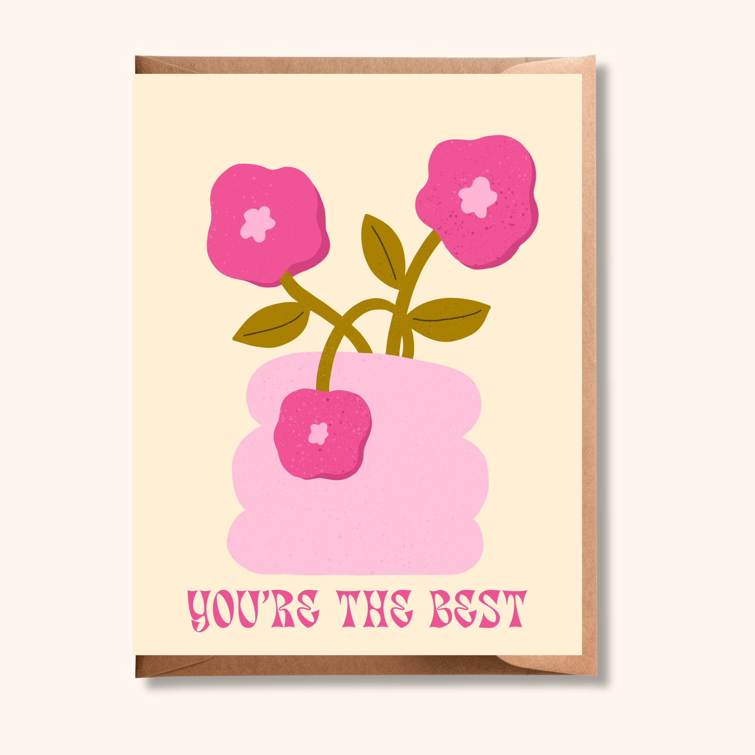 Retro Flower Vase Greeting Card
