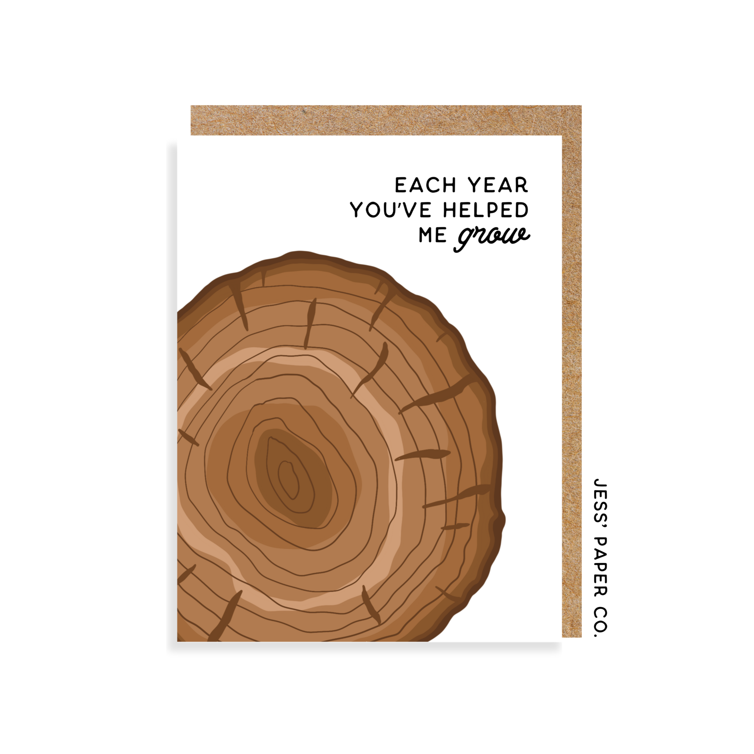 Tree Trunk Card - "Each year you've helped me grow"