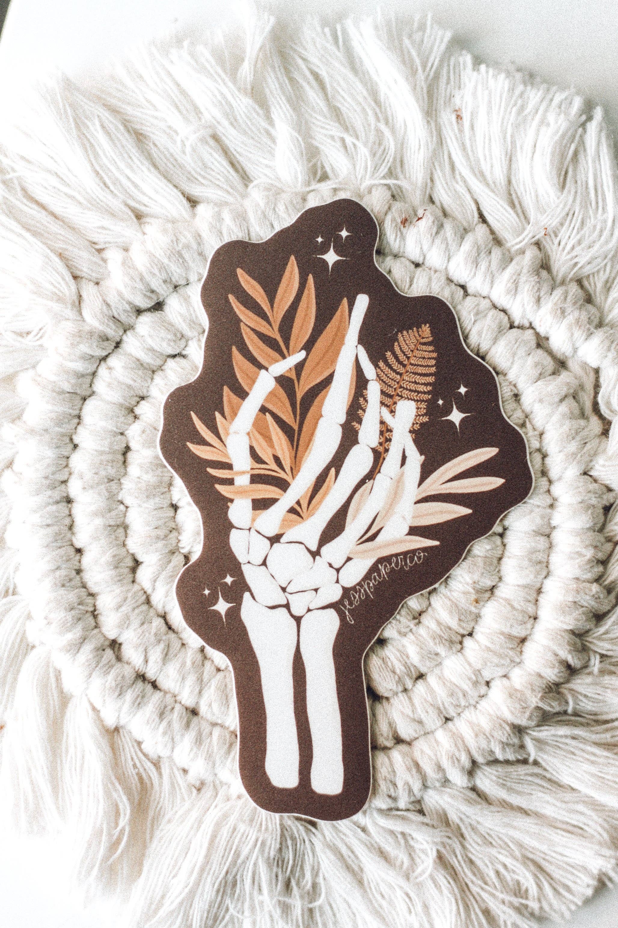 Jess's Paper Co:  Sticker - Floral Skeleton Hand Sticker