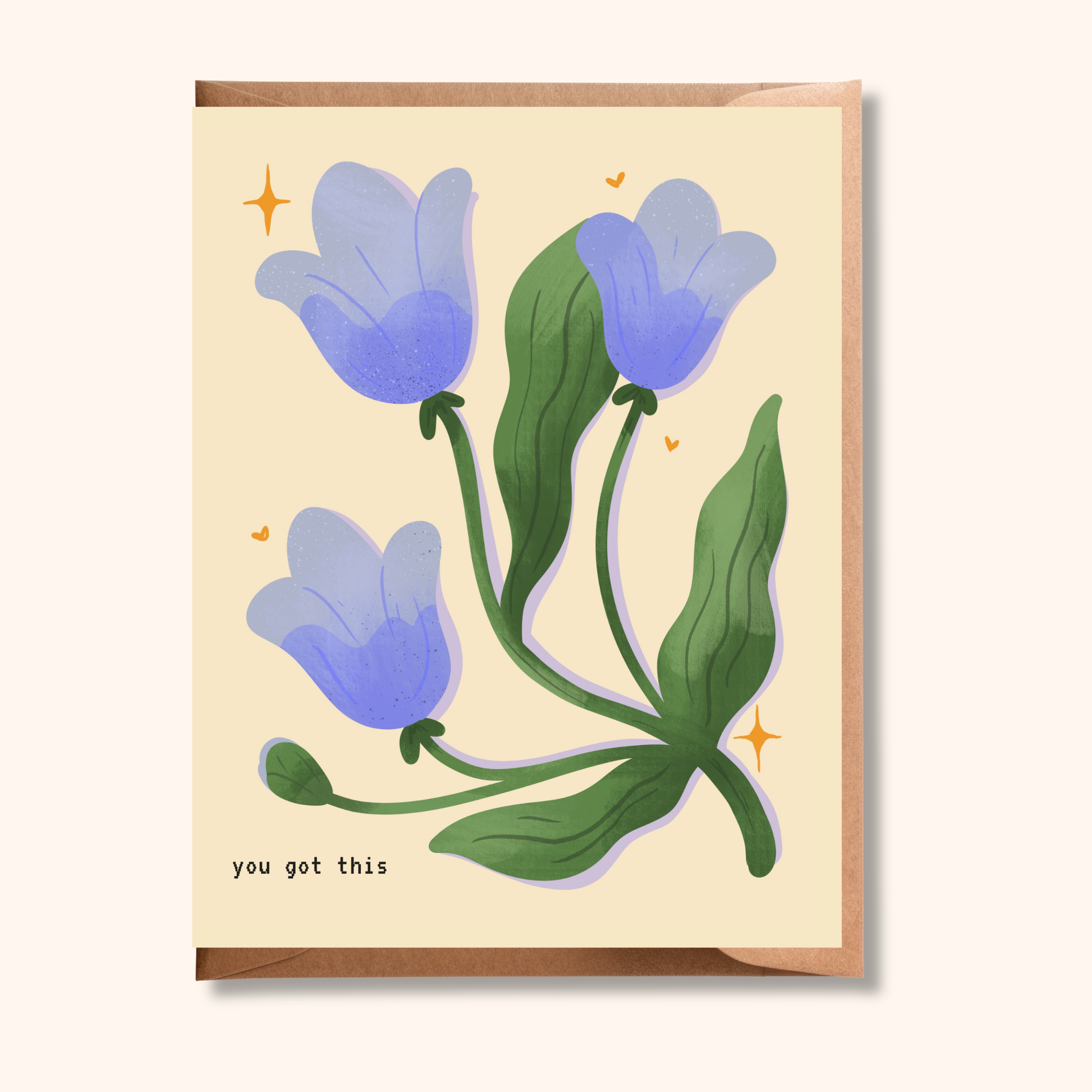 Blue Floral Encouragement Card