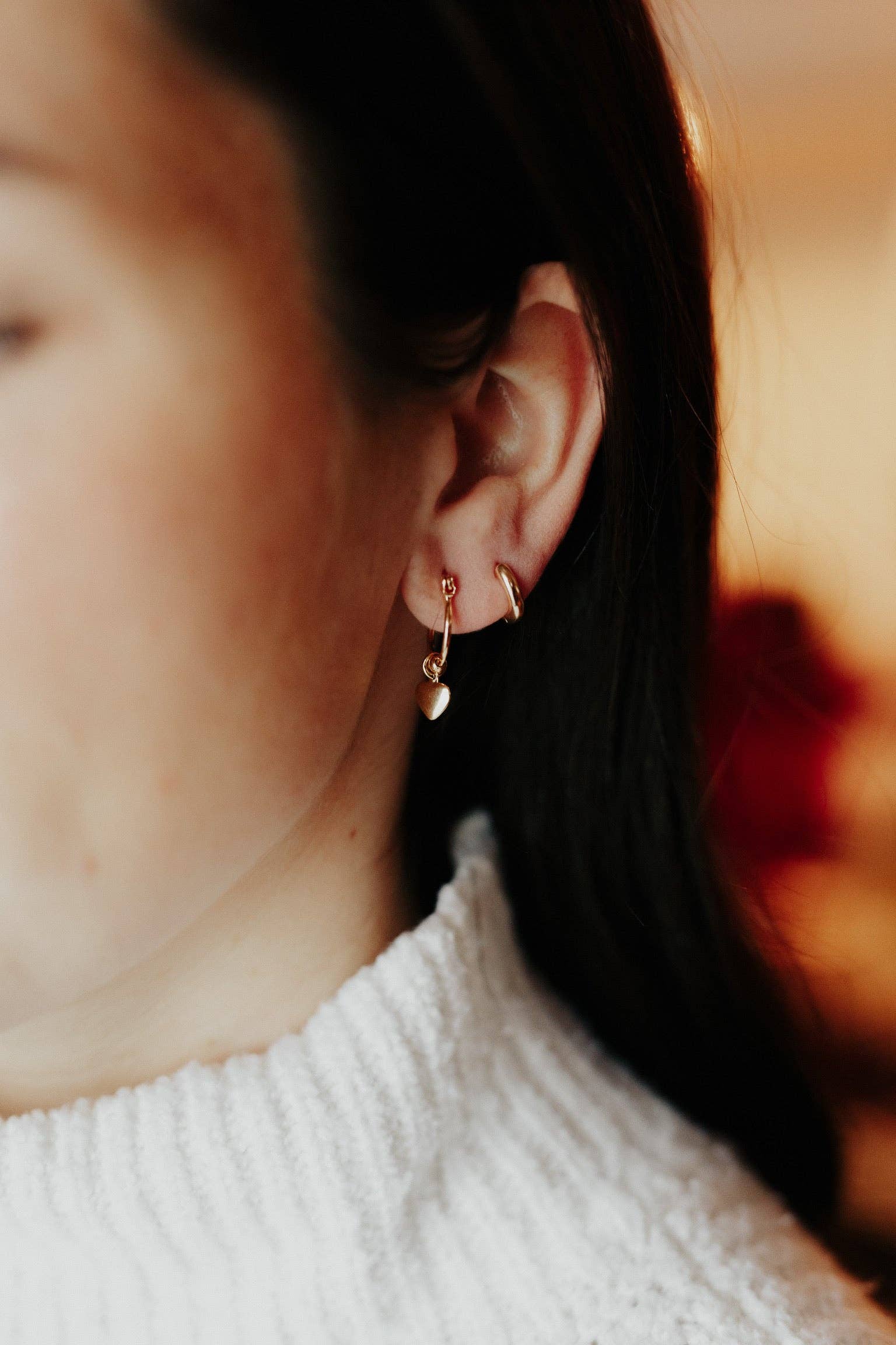 Heart Charm Hoops