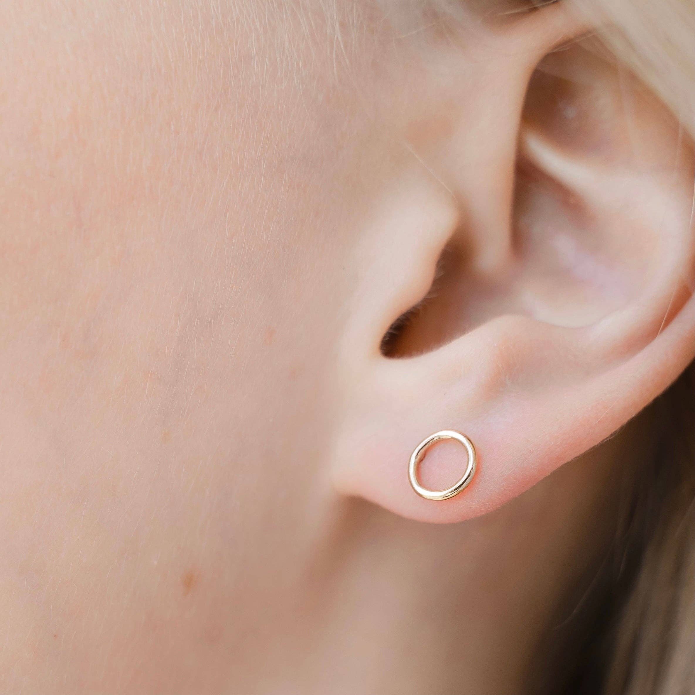 Petite Gold: Grey Studs: Gold Filled