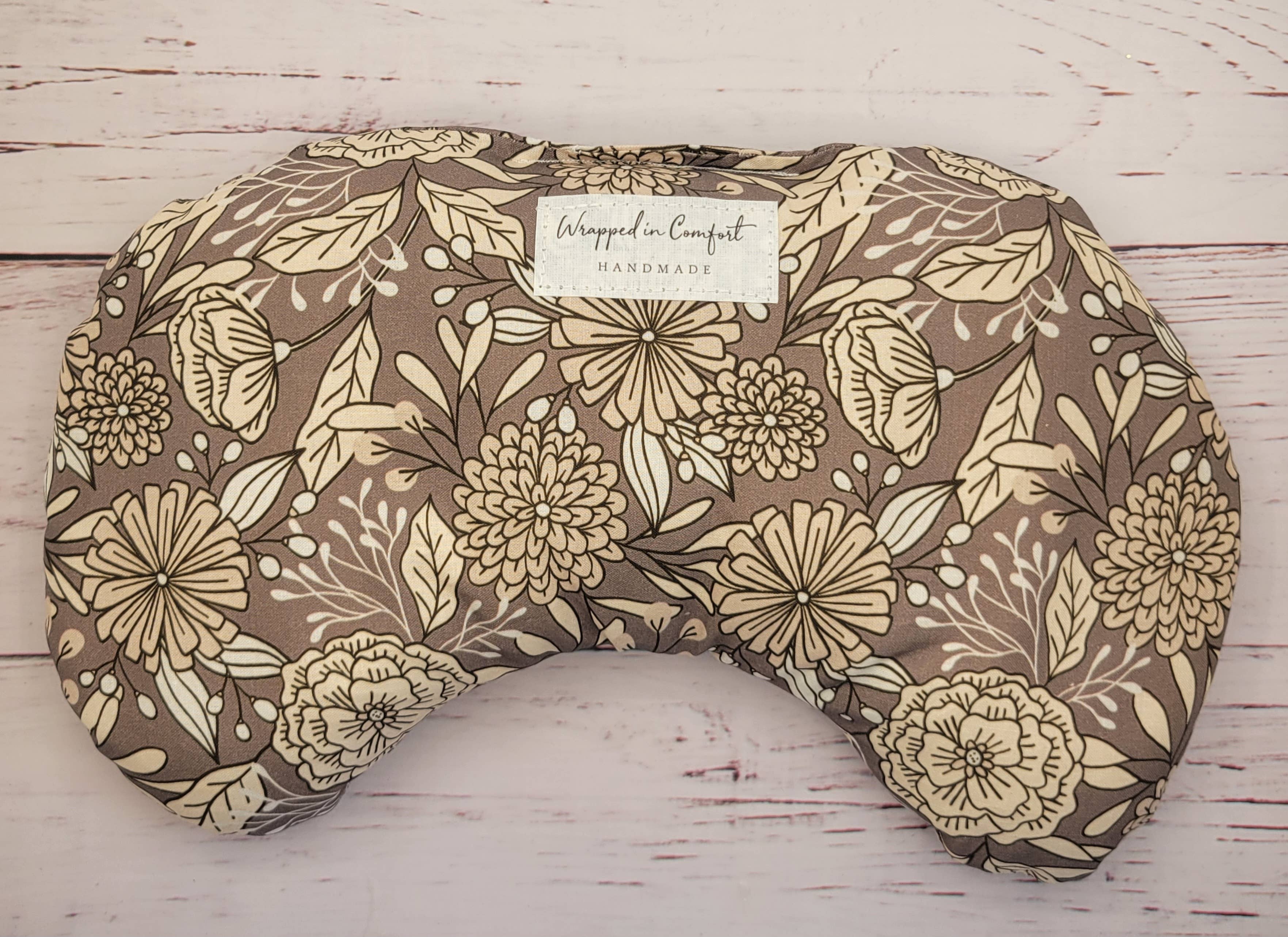 Wrapped In Comfort: Organic Cotton Heating Pad - Bean Shaped: Rice - Taupe